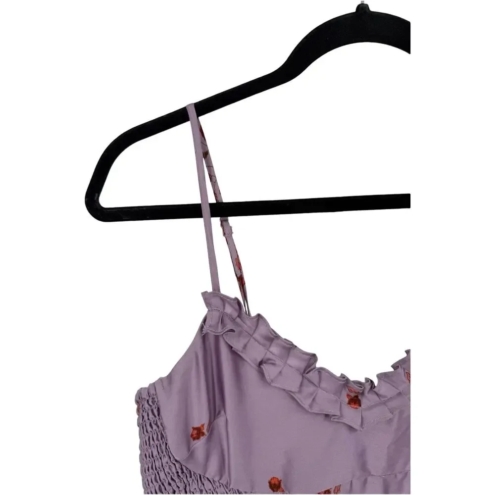 Free People On My Own Floral Satin nightgown purple size Small S